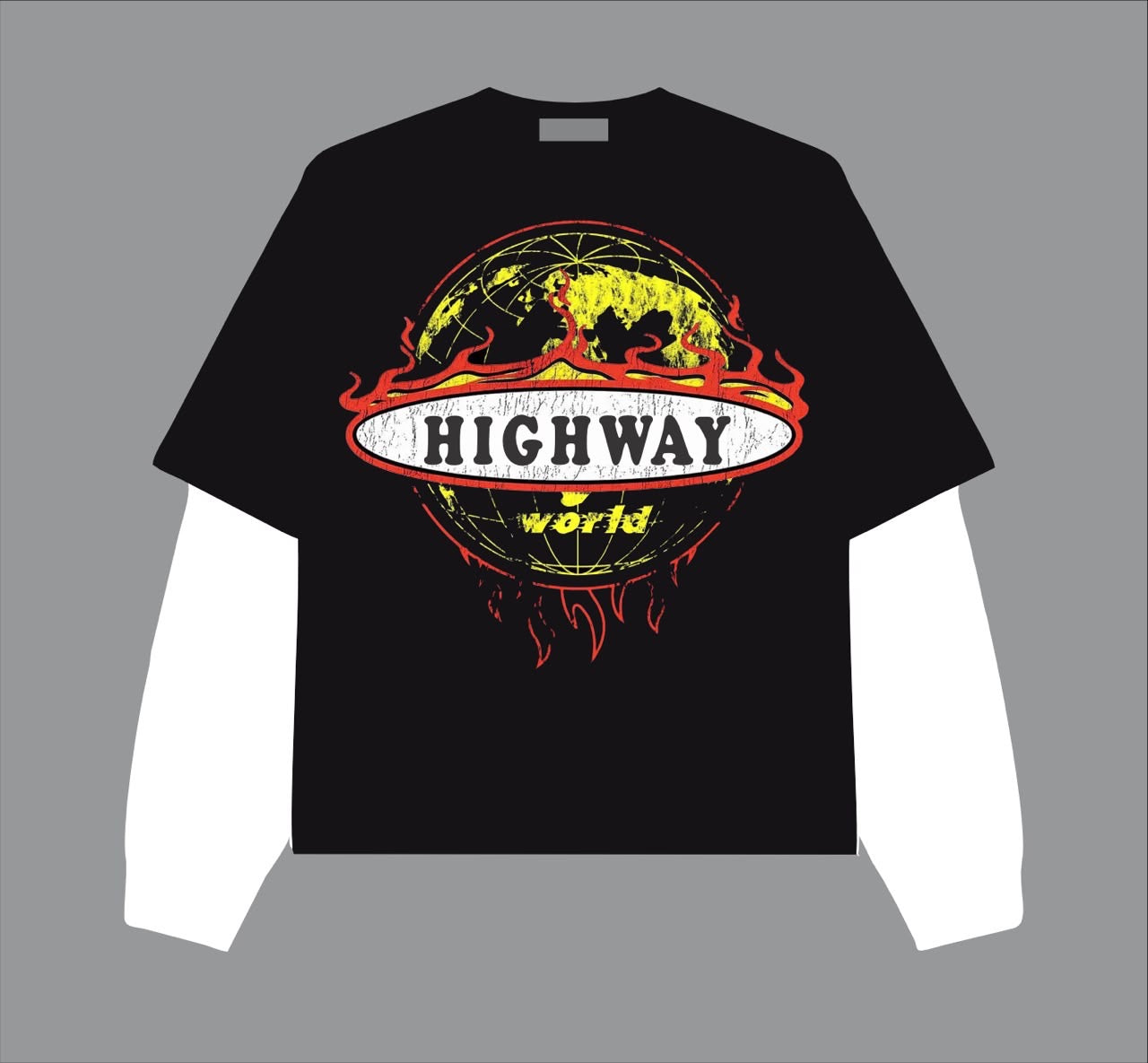 HIGHWAY WORLD STACKED SLEEVE BOXY TEE