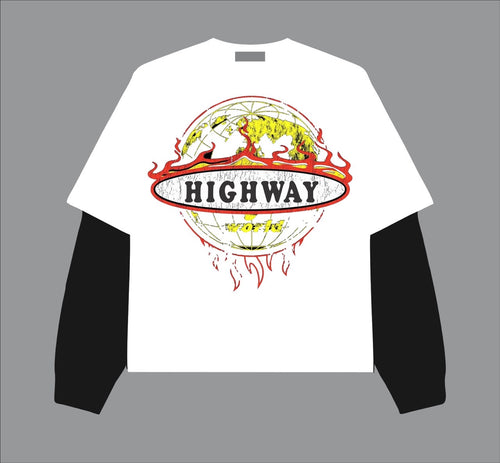 HIGHWAY WORLD STACKED SLEEVE BOXY TEE